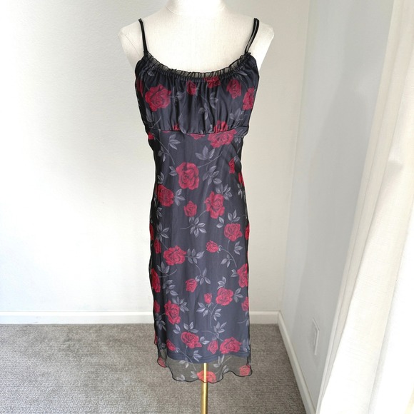 eye candy Dresses & Skirts - Y2K Eye Candy Vintage 90s Red Rose Floral Slip Dress Small Whimsygoth Grunge